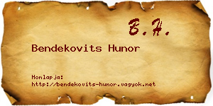 Bendekovits Hunor névjegykártya